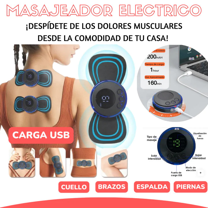 Mini Masajeador de Pulso Eléctrico para Cuello Cervical, Espalda, Hombro